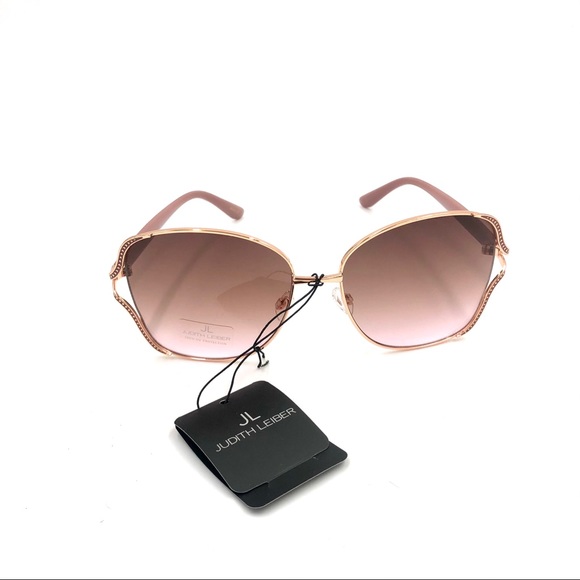 New Judith Leiber pink mauve & gold big sunglasses judith leiber MAUVE PINK ROSE BLUSH mod art Sunglasses NEW  main image 4